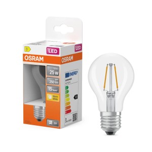 Osram E27 LED-Lampe in Glühlampenform, 1,8W, klar. Ideal für dekorative Beleuchtung.