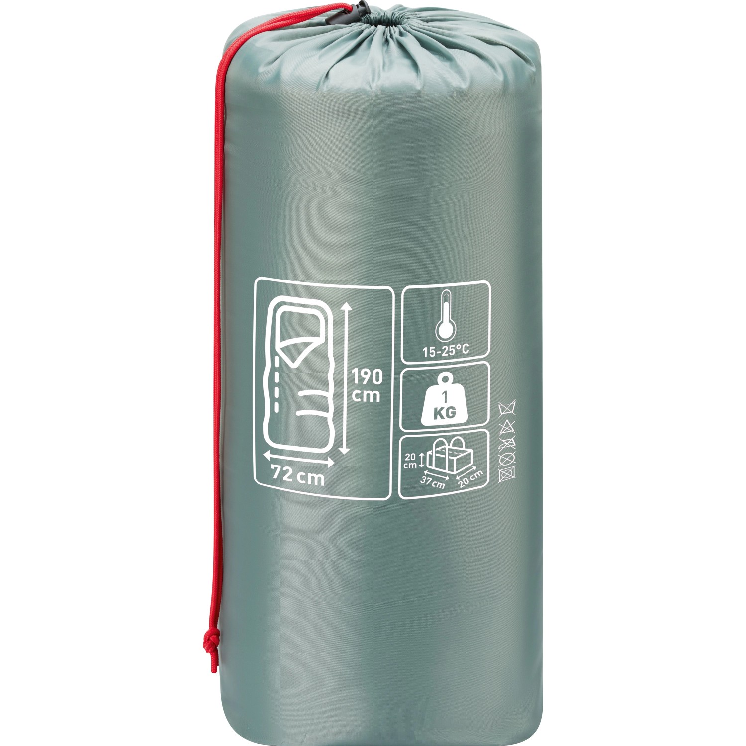 Verpackter CAMPSITE Schlafsack für 15-25°C, 190x72cm, ideal für Camping & Outdoor.