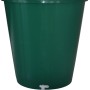 Grüne, runde Regentonne 300 l mit Deckel und Hahn zur Gartenbewässerung.