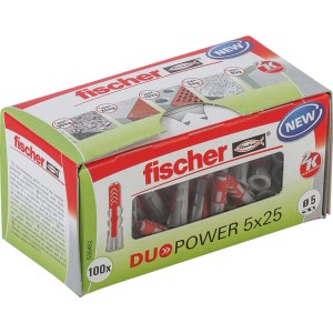Fischer Dübel DuoPower 5x25 mm, 100 Stück im Karton. Universaldübel für sichere Befestigungen.