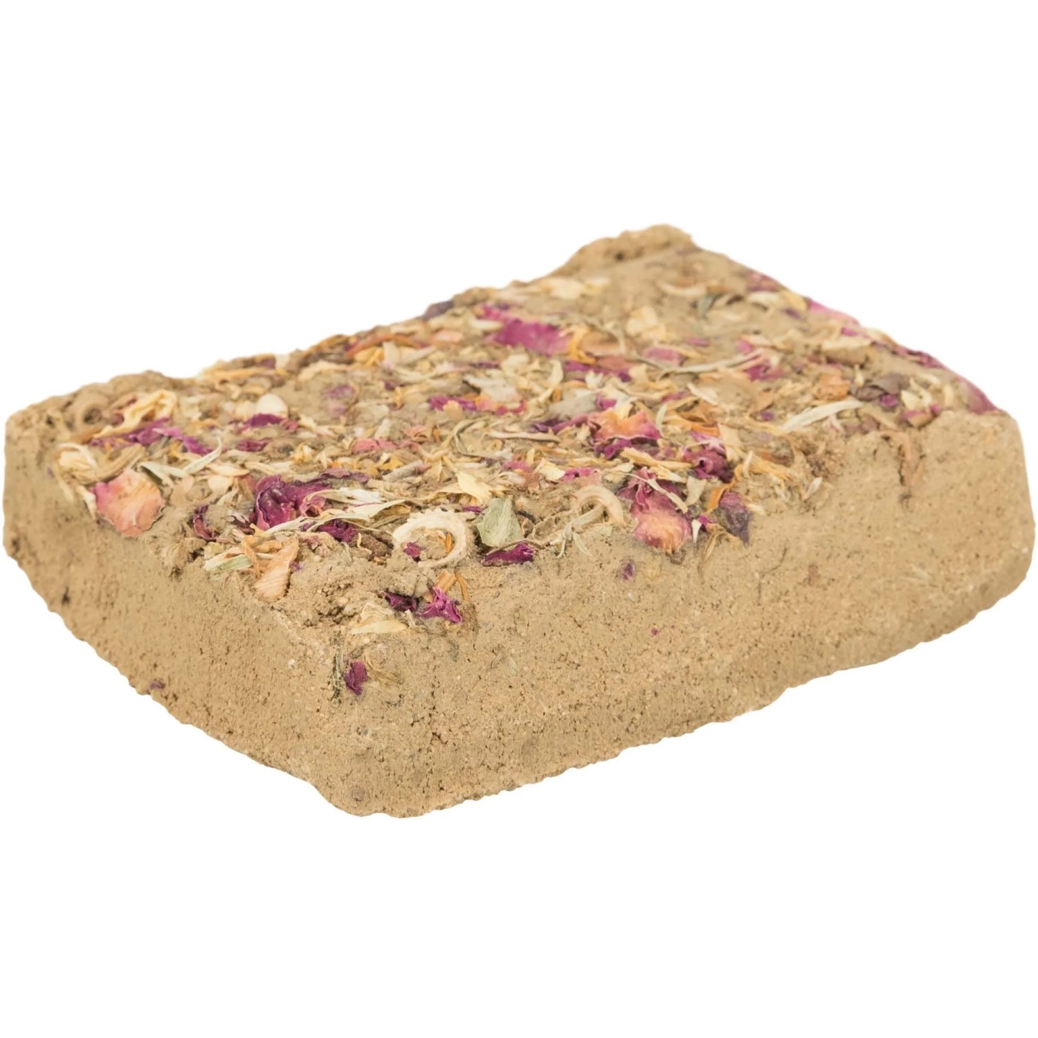 Trixie Lehmstein mit Blüten, 100g, Nager-Snack aus Naturlehm mit Blütenblättern.