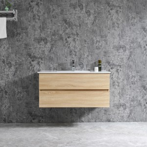 Sanotechnik Einzelwaschtisch Corbo 100 cm, braun matt, mit zwei Schubladen und Softclose.