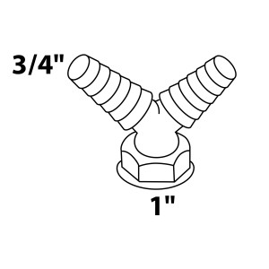Weißer Kirchhoff Doppel-Geräteanschluss für Spüle, 30,3 mm x 24,2 mm (1 IG x 3/4 IG).