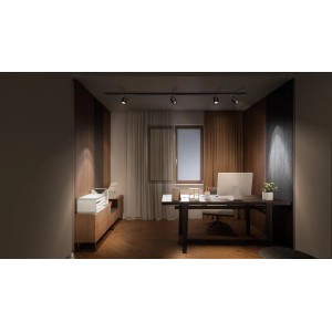 Schwarzes Ledvance Smart+ Schienensystem Osaka, 9,2 cm, im modernen Arbeitszimmer.