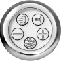 Bedienelement für Whirlpool-Badewanne mit Symbolen für Licht, Düsen und Intensität.