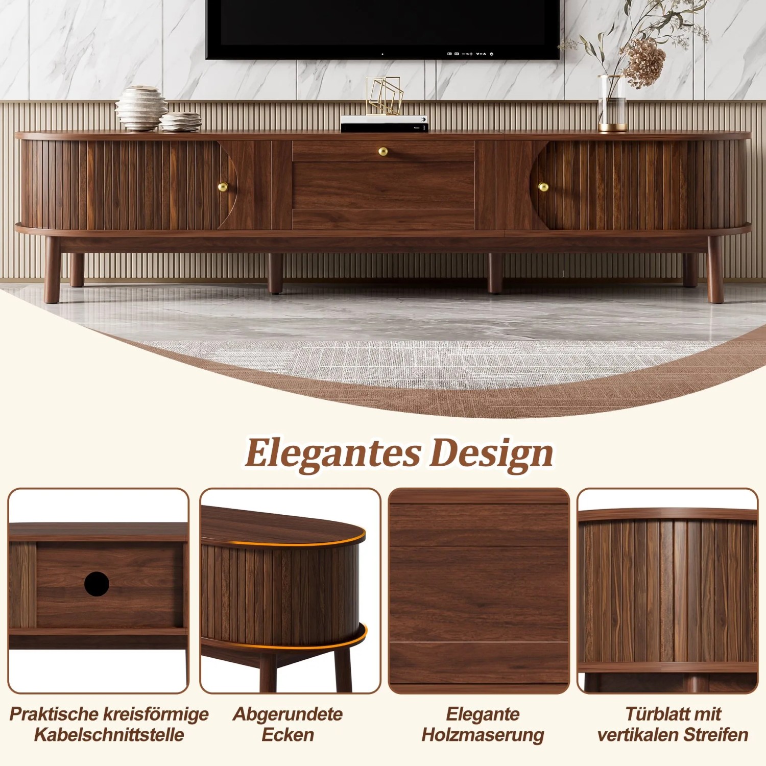 okwish Schrank mit Schubladen für Wohnzimmer 170x39.5x38cm Braun_7