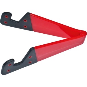 Smartphone Halter, 4-fach sortiert, rot/schwarz, klappbar für Tisch oder unterwegs.