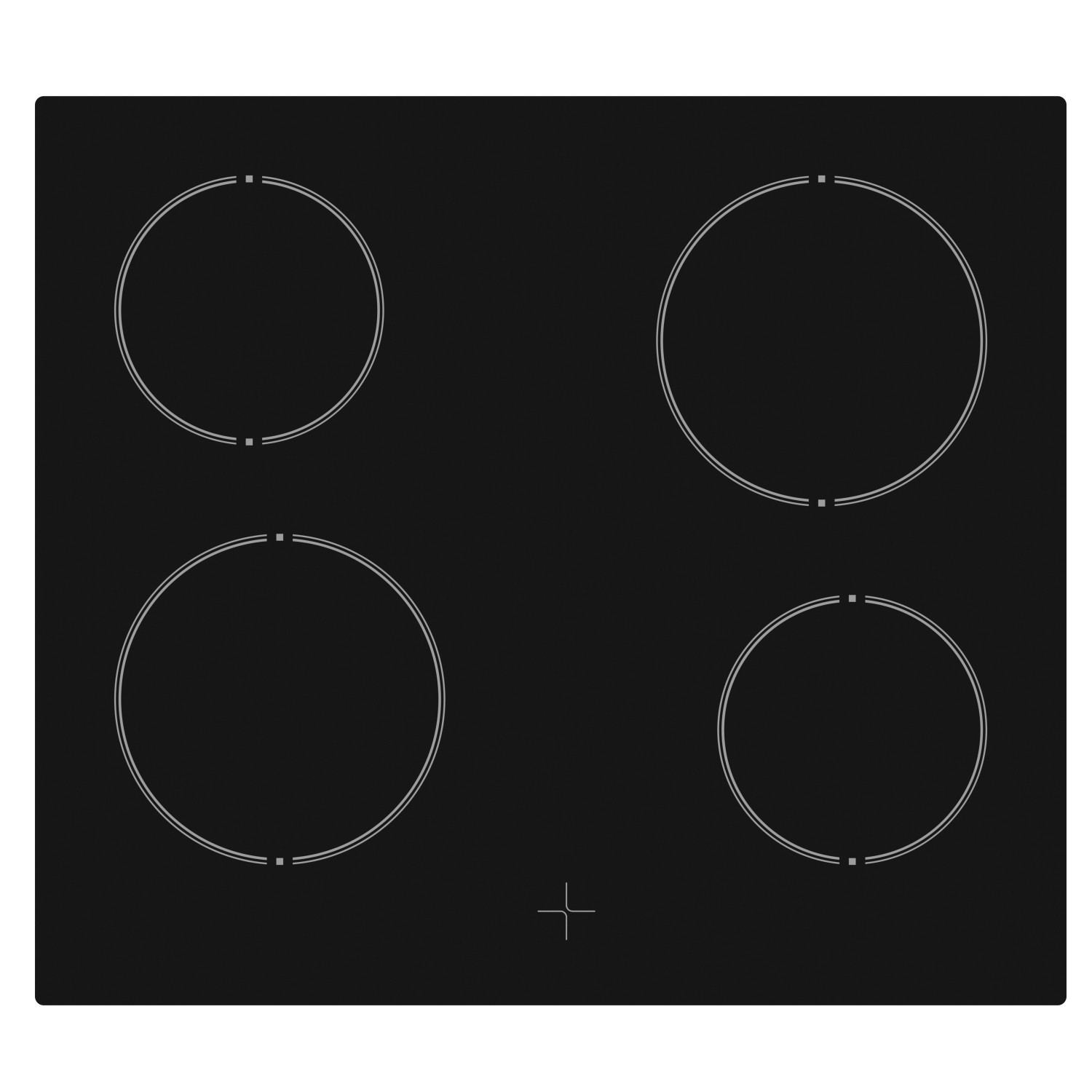 Schwarzes Glaskeramikkochfeld mit vier Kochzonen für die Flex-Well Classic Küchenzeile.