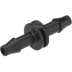 Schwarzer Geka Drip Rohrverbinder Ø 6 mm für Micro-Drip-Systeme zur Bewässerung.