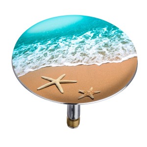 Wenko Badewannenstöpsel Pluggy Mod. by the sea mit Strandmotiv und Seesternen.