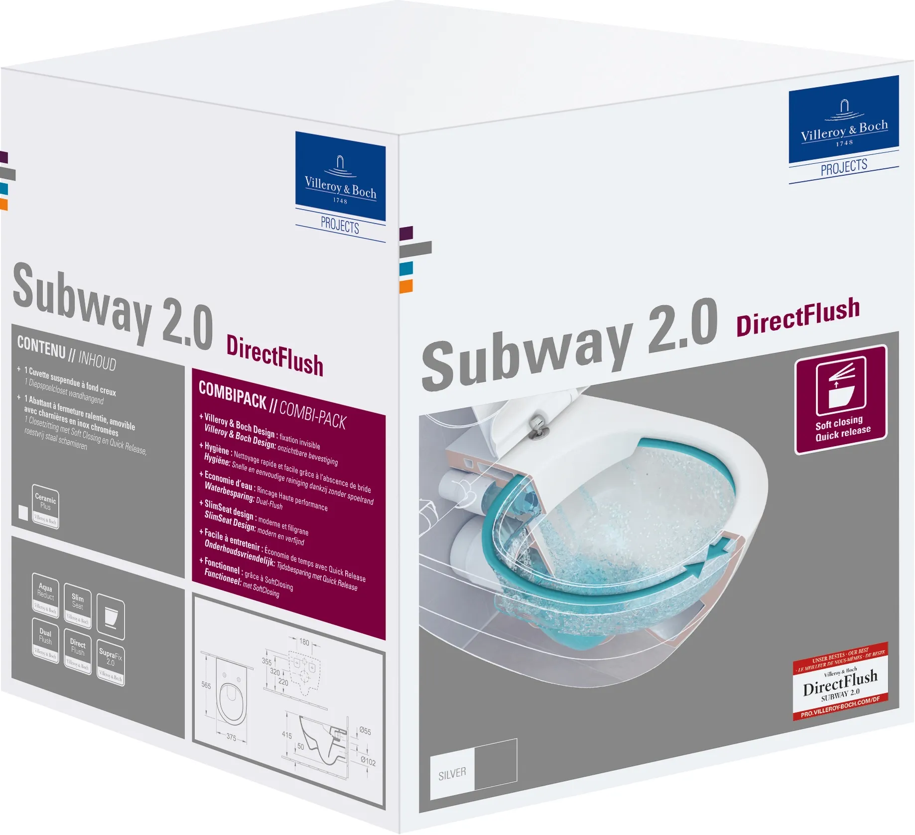 Villeroy & Boch WCSet Subway 2.0 spülrandlos CeramicPlus Inkl. WCSitz