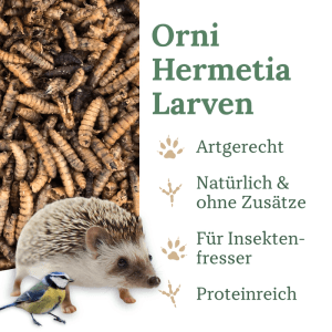 Orni Soldatenfliegenlarven Insektenfutter für Wildvögel & Igel. Proteinreich, natürlich, ohne Zusatzstoffe.
