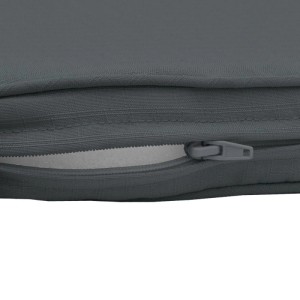 Detailaufnahme: Graphitgraue Beautissu Bankauflage Base BK mit Reißverschluss.