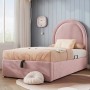 okwish Polsterbett 90x200cm mit Samt Kinderzimmer Rosa mit Matratze_4