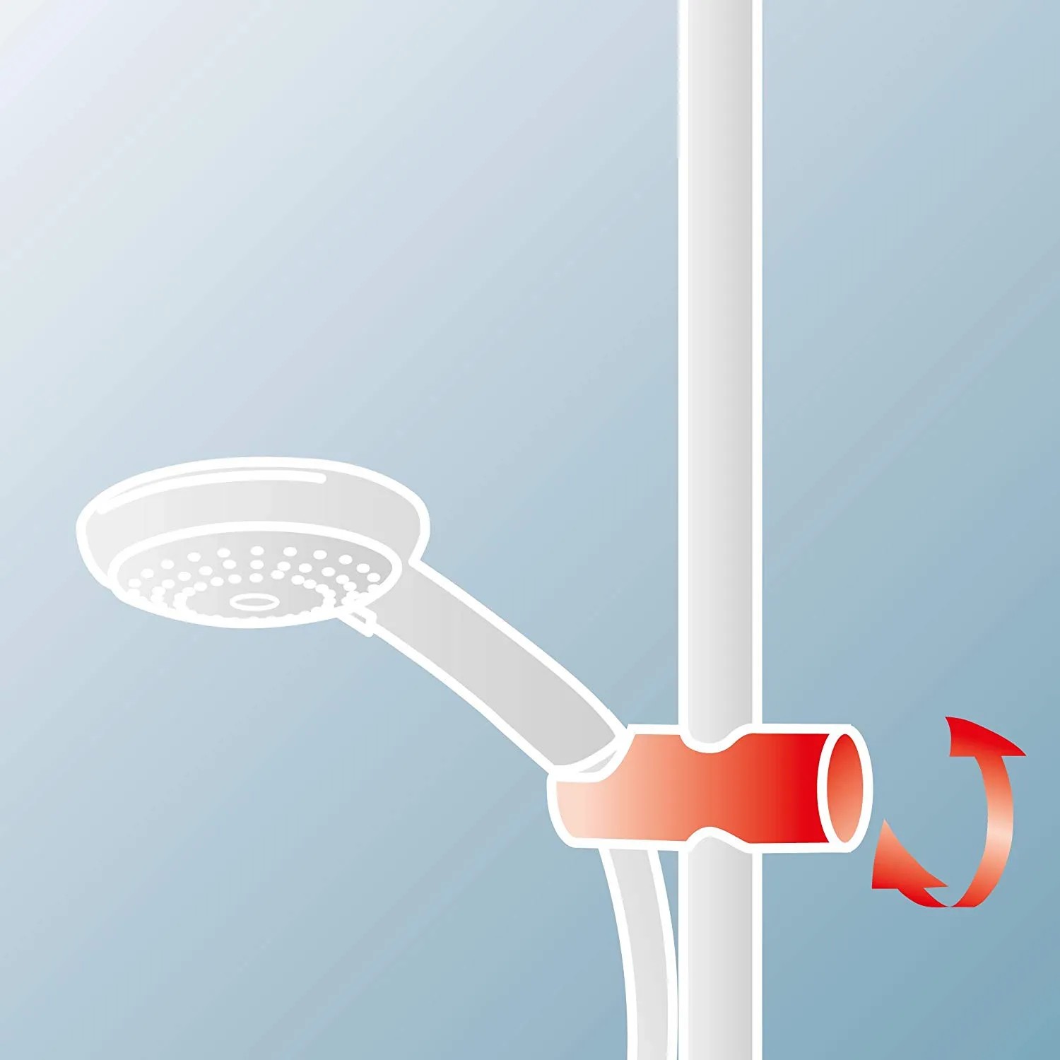 Detailaufnahme: Schulte ExpressPlus Duschsystem Rain III, Verstellbarkeit der Handbrause.