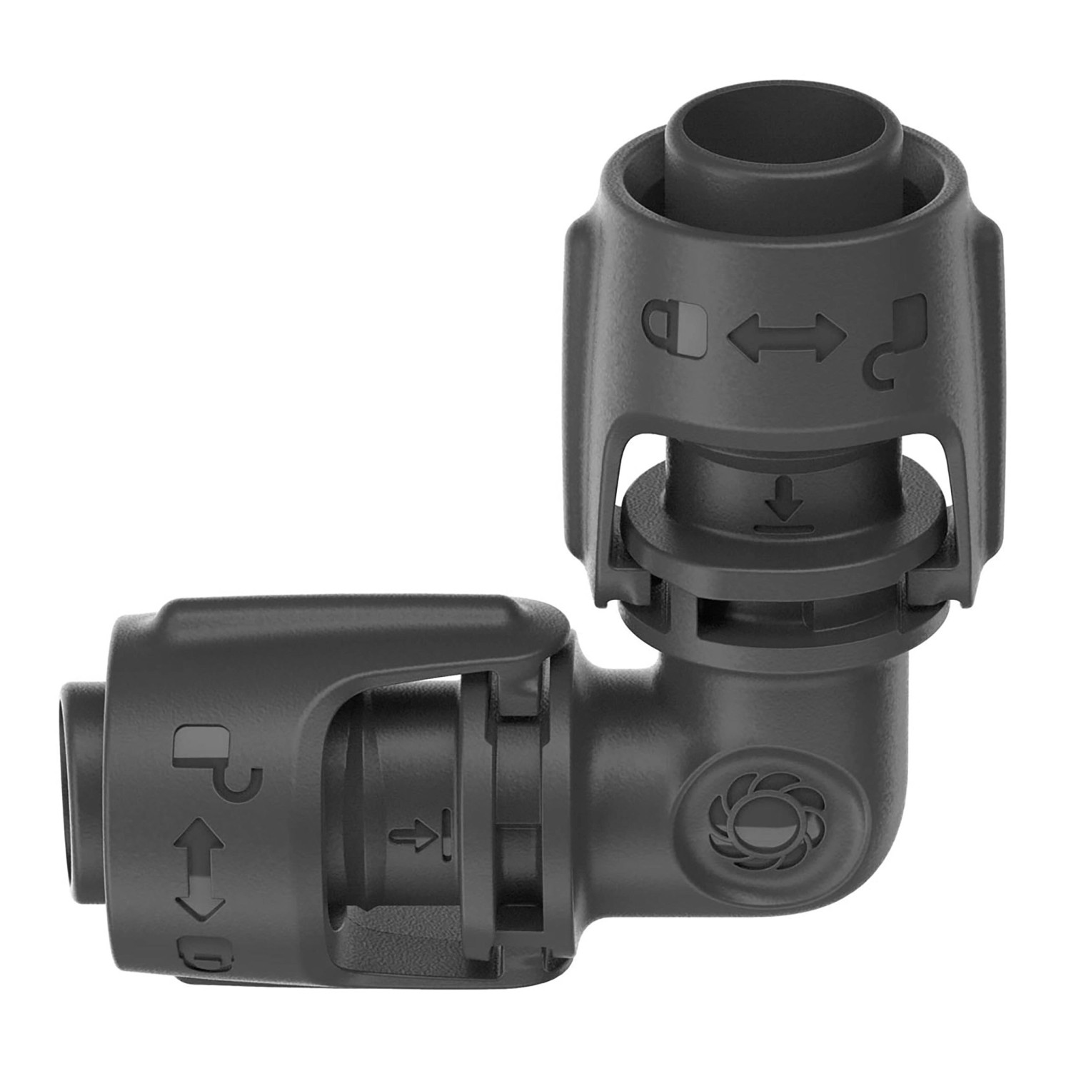 Gardena L-Stück 13 mm für Micro-Drip-System, 90° Winkel zur Rohrumlenkung.