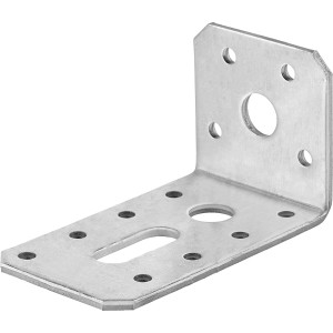 Verzinkter Winkelverbinder mit Langloch, 90x50x50 mm, für Holzkonstruktionen.