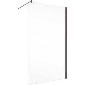 Schulte Walk In Duschwand Alexa Style 2.0 Gunmetal, 90x200 cm, mit Stabilisationsbügel.