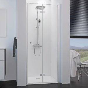 Breuer Drehfalttür Elana 8, Chrom/Klarglas, 80 cm, für Nische rechts. Drehbare Duschtür aus Glas.