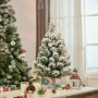 Kleiner künstlicher Weihnachtsbaum 60cm mit Schnee-Effekt und Jute-Basis, ideal als Tischdekoration.