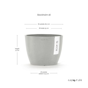 Ecopots Blumentopf Stockholm Weißgrau 16 cm