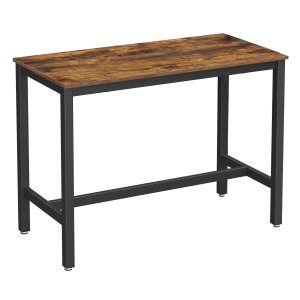 Songmics Bartisch LBT91X, 120x60x90 cm, braun-schwarz. Vintage Küchentisch mit Stahlgestell.