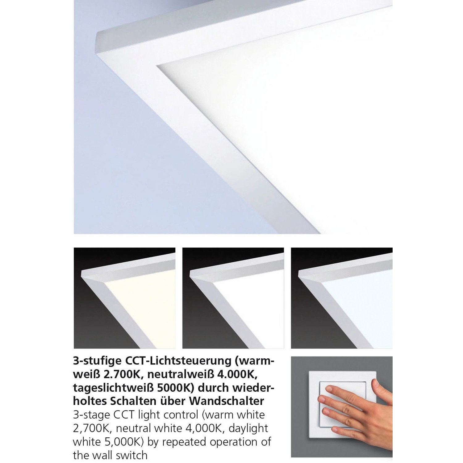 Paul Neuhaus LED-Deckenleuchte Flag, 120cm, Chrom, mit CCT-Lichtsteuerung.