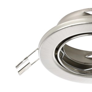 Runder Eglo Agulo LED-Einbauspot aus nickel-mattem Stahl, gebürstet, mit Befestigungsklammer. Ø 8,5 cm.