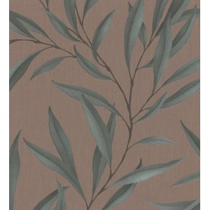 Marburg Vliestapete Modernista Floral in Braun mit Blätter-Motiv für Wohnraumgestaltung.