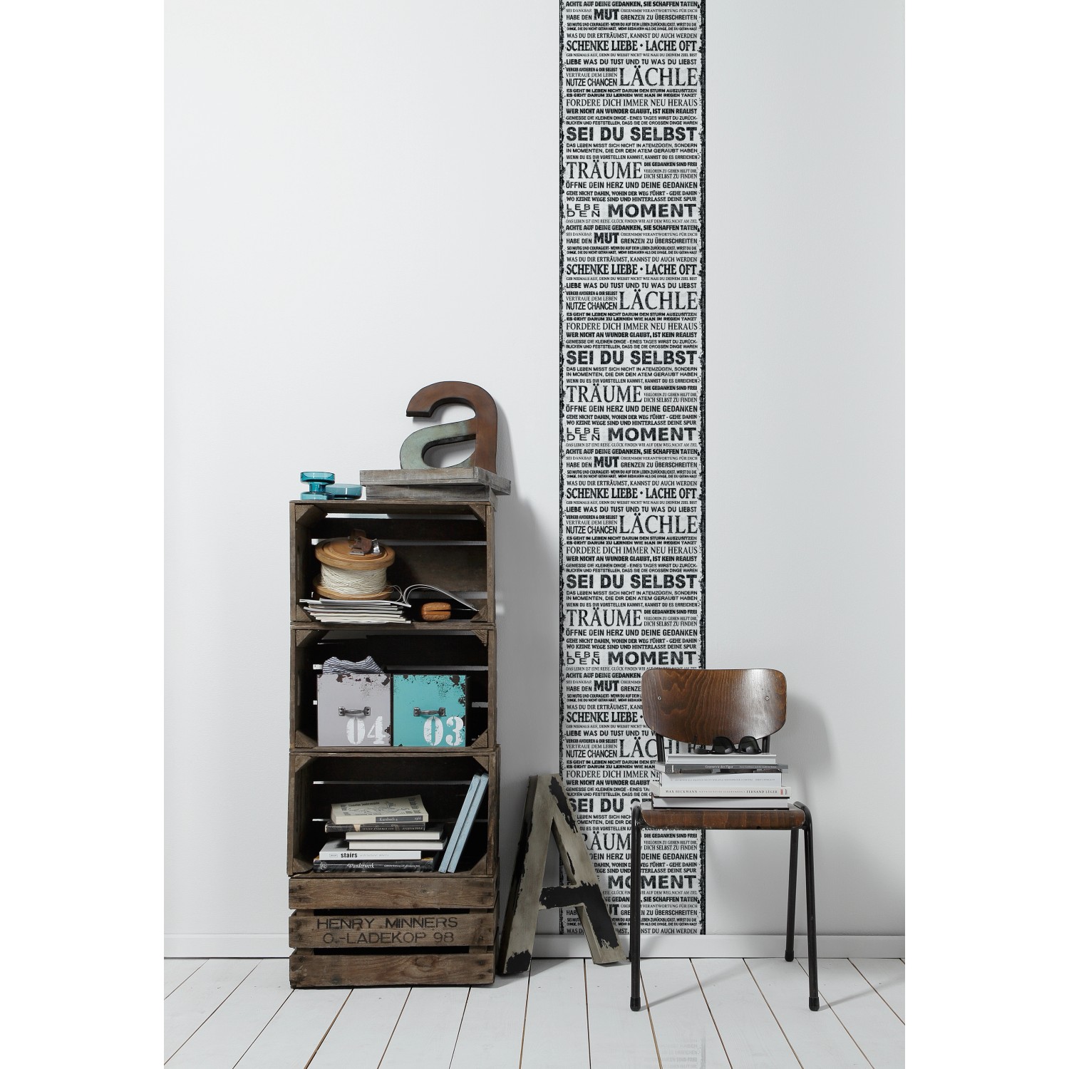 A.S. Creation Pop.up-Panel mit Sprüchen in Schwarz-Weiß als Wandbordüre.