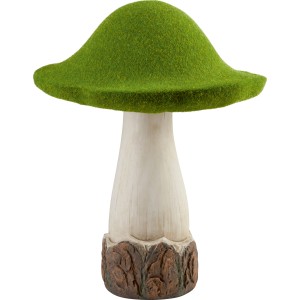 Deko-Pilz aus Polyresin mit Kunstrasen, grün, 40cm hoch, für Garten und Balkon.