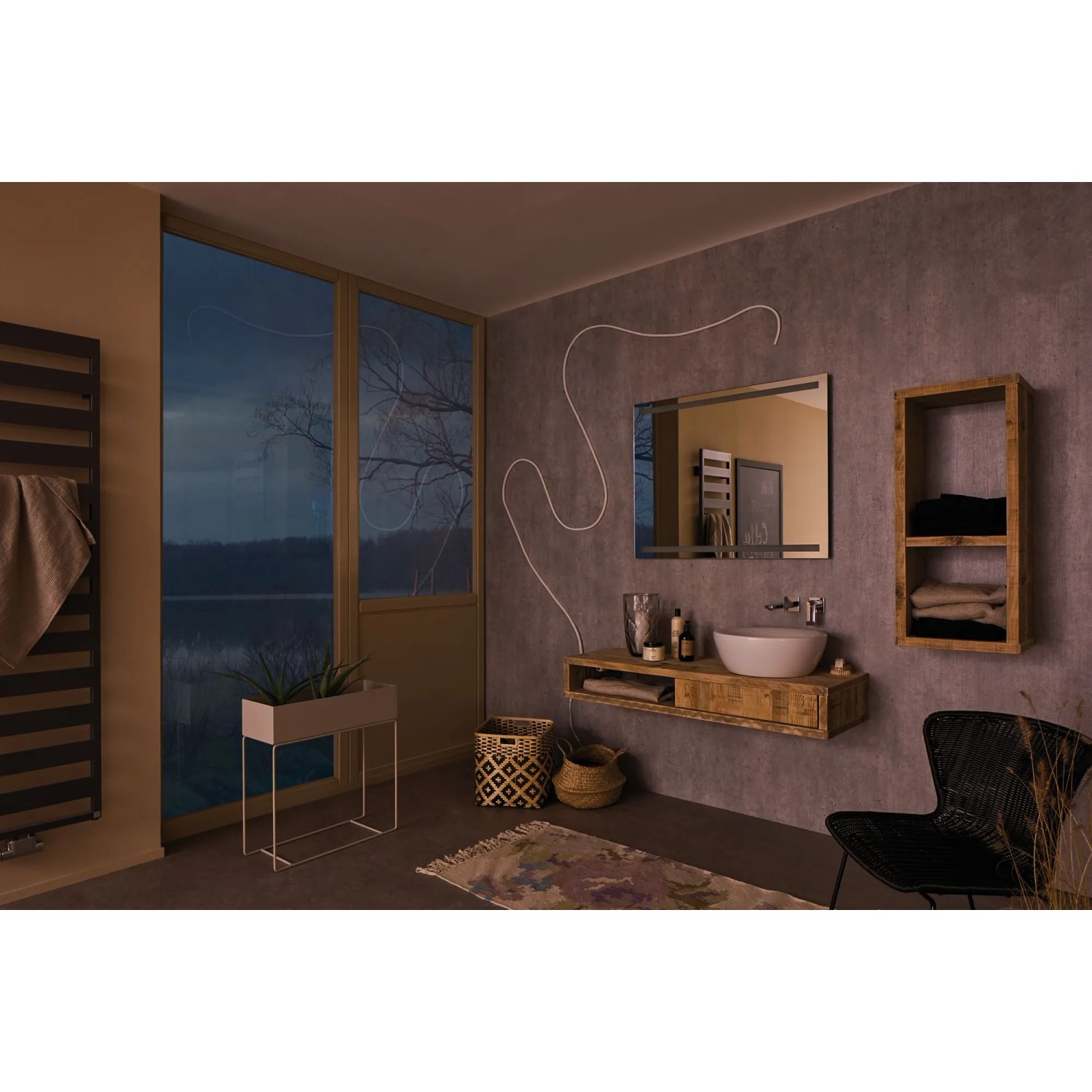 Paulmann MaxLED Flow RGB LED-Streifen im Badezimmer, indirekte Beleuchtung.