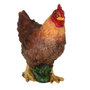 Stehende Deko-Figur Huhn, 15 cm, aus Polystone für Garten und Balkon.