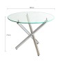 okwish Esstisch mit Glas Metall Wohnzimmer Rundtisch 80x80x76cm Silberfarben_5