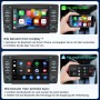 Junsun Autoradio für Skoda Octavia mit Touchscreen, zeigt CarPlay und Android Auto Interfaces, daneben Smartphones.