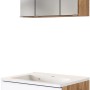 Held Möbel Waschtisch-Set Bari, 60 cm, matt Weiß/Wotaneiche, mit Spiegelschrank und Mineralgussbecken.