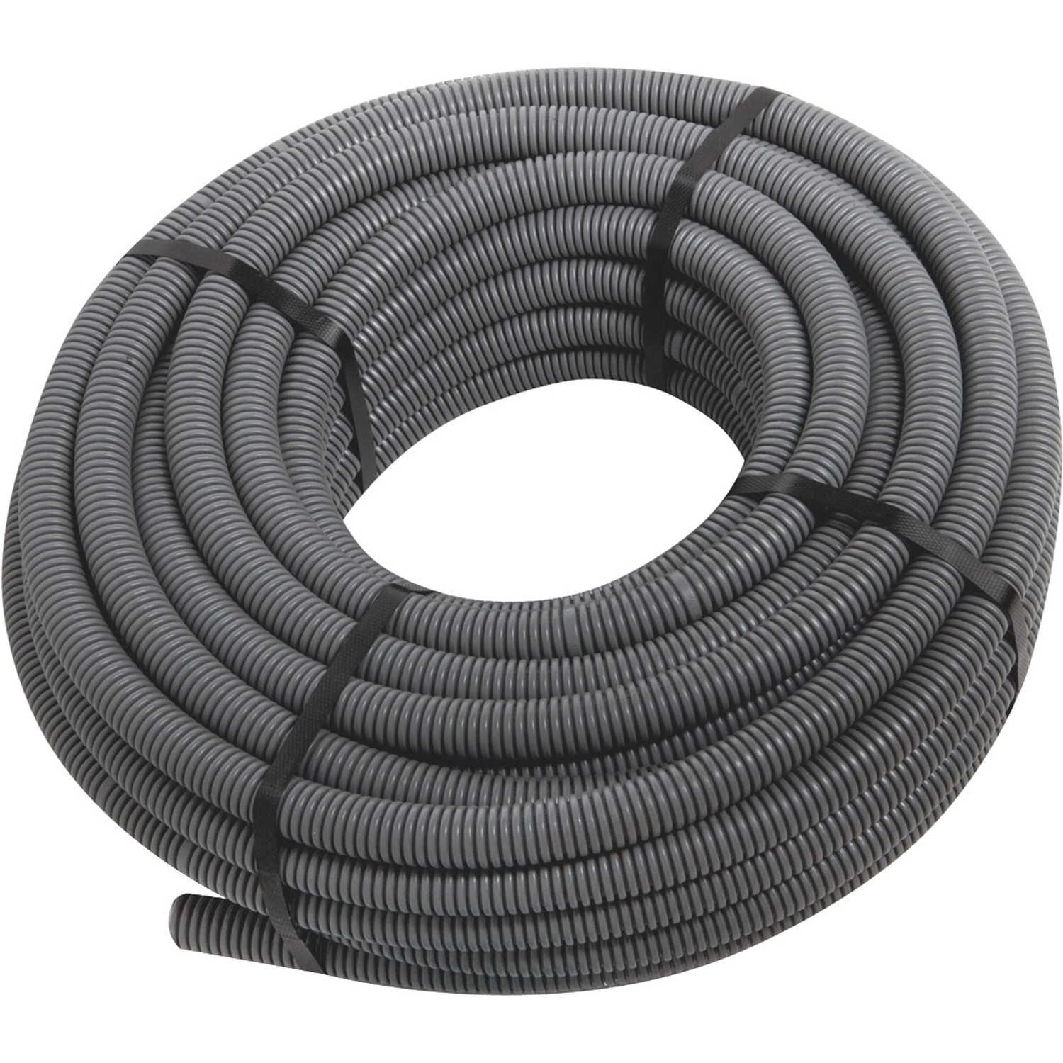 Flexibles, graues Panzer-Isolierrohr EN 20, 50 m Rolle, für Kabelverlegung.