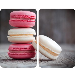 Wenko Herdabdeckplatten Universal Macarons 2er Set, mehrfarbig, mit Macaron-Motiv.