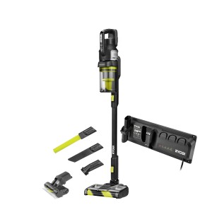 Ryobi Akku-Staubsauger RASV18BL-0 mit Zubehör und Wandstation.