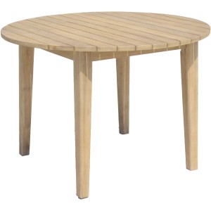Runder Gartentisch Arvada von Garden Pleasure, Ø 110 cm, aus Holz in Natur.