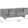 MCW TV-Rack O34, braun, Melamin, mit Schubladen und Fächern. Technische Zeichnung mit Maßen 150x51,5x39,5cm.