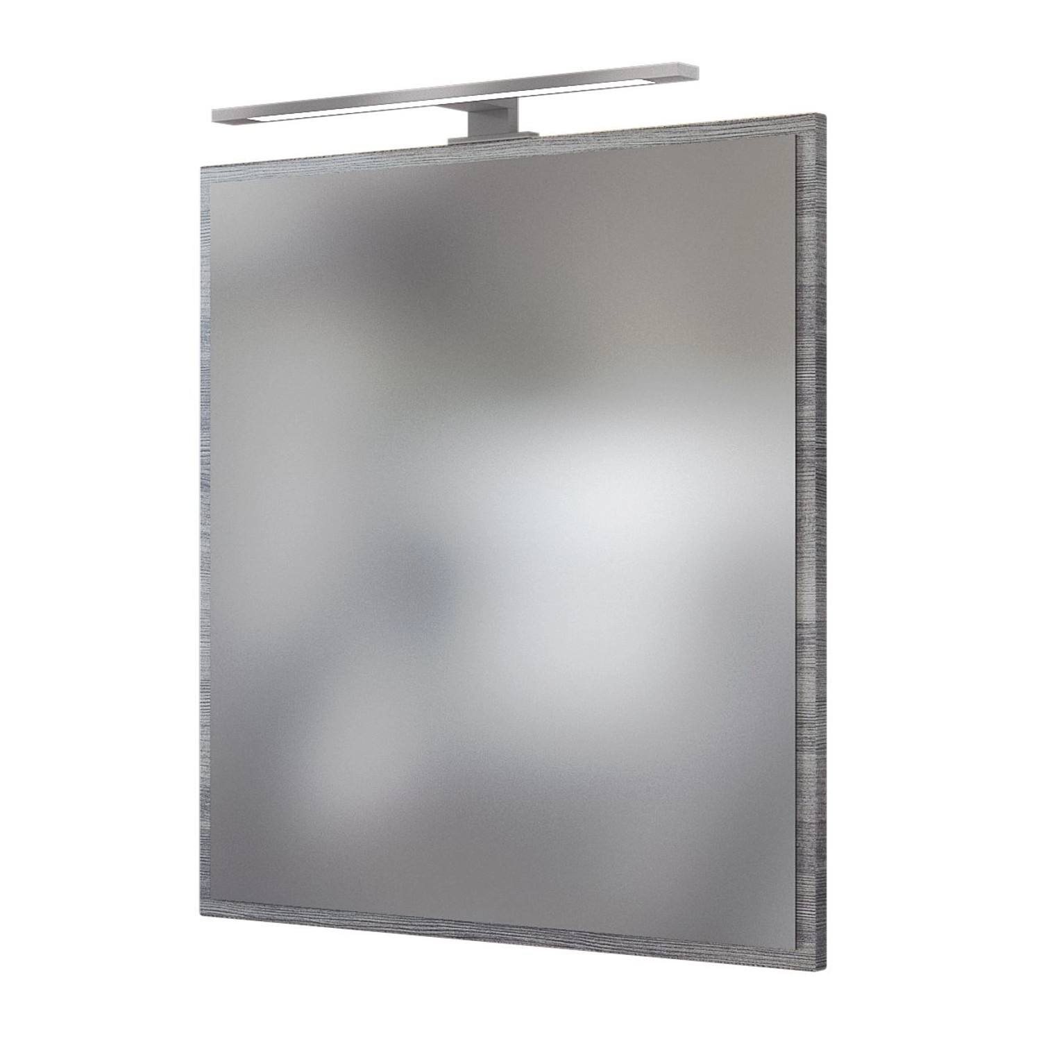 Held Möbel Spiegel Neapel, 60 cm, Eiche Rauchsilber mit LED-Leuchte, Teil des Badmöbel-Sets.