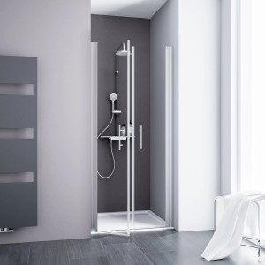 Schulte ExpressPlus Pendeltür AlexaStyle2.0, Alunatur, 90x192cm, rahmenlose Dusche mit Echtglas.