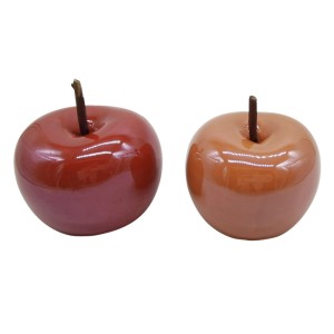 Boltze Dekoaufsteller Perly, 2-fach sortiert, Apfel-Form in Terrakotta und Dunkelrot.