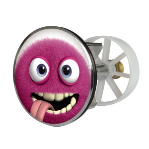 Waschbeckenstöpsel mit Monster Lolo Dekor, 38-40 mm, mit Haarsieb.