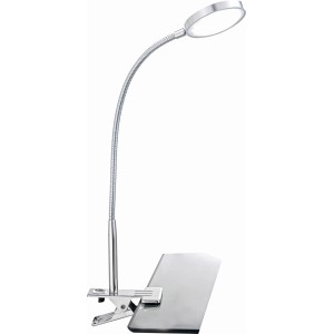 Globo LED-Klemmleuchte Pegasi, Chrom, mit flexiblem Arm und praktischer Klemme.