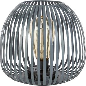 Graue Solar-LED-Dekoleuchte Mereta im modernen Gitter-Design mit Filament-Leuchtmittel für den Außenbereich.