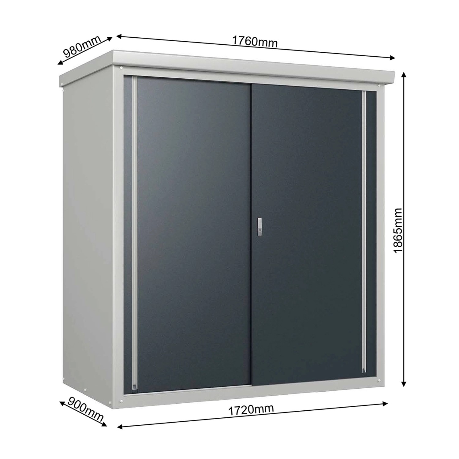 Trimetals Geräteschuppen Guardian D63, Gartenschrank mit Schiebetüren, inkl. Boden.