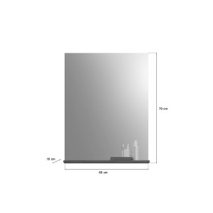 Rechteckiger Spiegel (60x79 cm) mit Ablage in Rauchsilber-Optik für Bad oder Gäste-WC.
