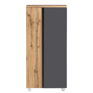 Held Möbel Midischrank Ancona, 65 cm, matt Grau und Wotaneiche Dekor. Badmöbel für mehr Stauraum.